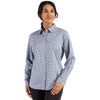 Cutter & Buck Women's Navy Blue/White Skyline Epic Confidence Recycled Gingham Long Sleeve Dress Shirt