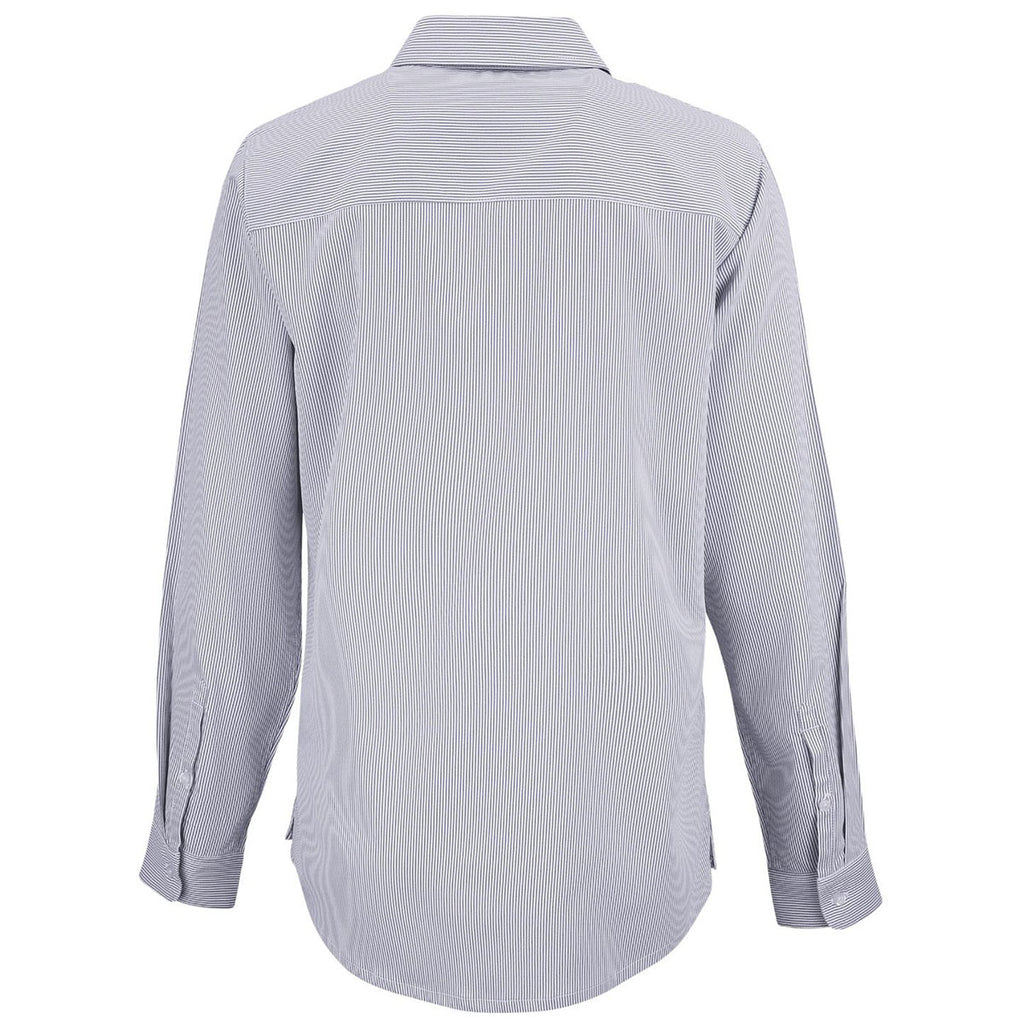 Cutter & Buck Women's Elemental Grey/White Skyline Epic Confidence Recycled Pinstripe Long Sleeve Dress Shirt