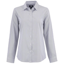 Cutter & Buck Women's Elemental Grey/White Skyline Epic Confidence Recycled Pinstripe Long Sleeve Dress Shirt