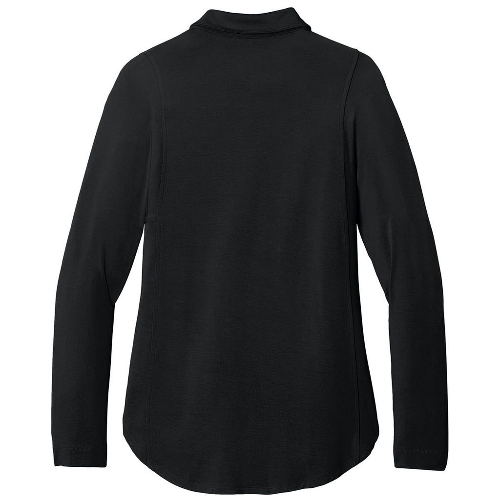 Port Authority Women's Deep Black Luxe Knit Button Tunic