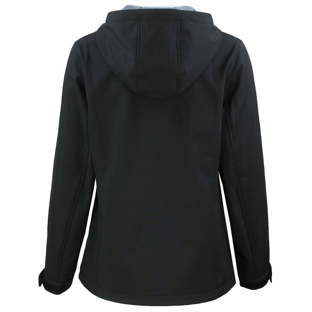 Clique Women's Black Telemark Eco Stretch Softshell Full Zip Hooded Jacket