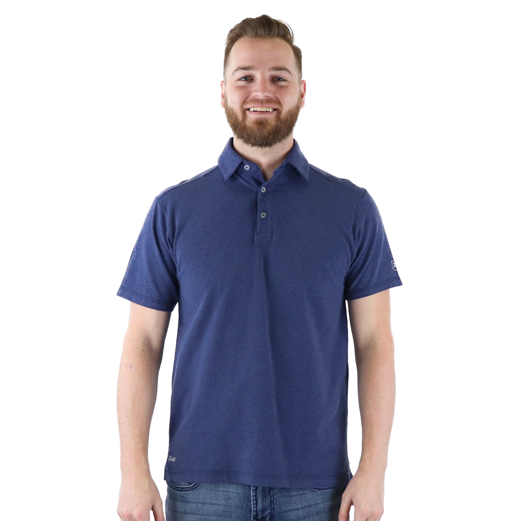 Zusa Men's True Navy Heather Peachy Polo