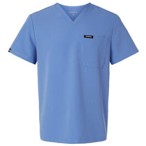 Jaanuu Men's Ceil Blue Holmes Everyday 1-Pocket Scrub V-Neck Top