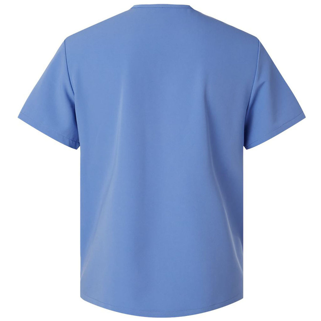 Jaanuu Men's Ceil Blue Platt 3-Pocket Scrub V-Neck Top