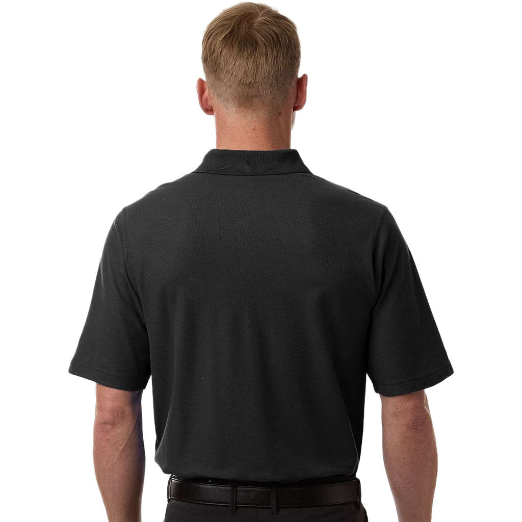 Harriton Men's Black Maverick CVC Pique Polo