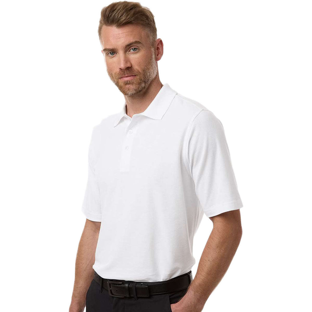 Harriton Men's White Maverick CVC Pique Polo