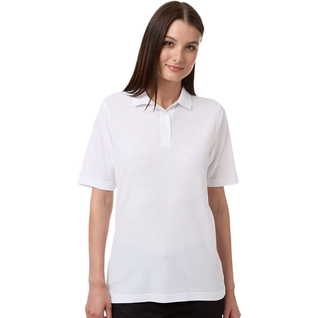 Harriton Women's White Maverick CVC Pique Polo