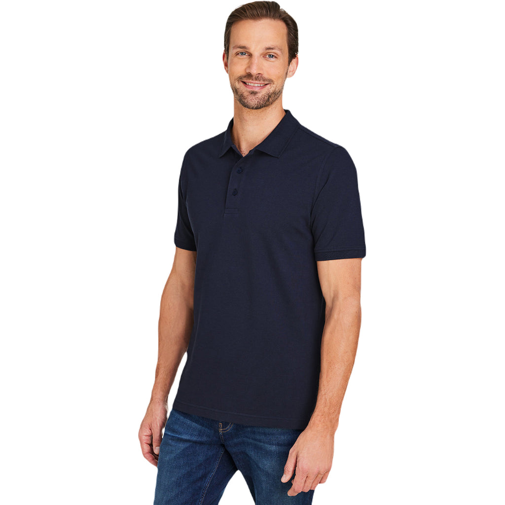 Harriton Men's Dark Navy Valiant Cotton Snag Protect Polo