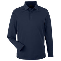Harriton Men's Dark Navy Charge Snag and Soil Protect Long Sleeve Polo