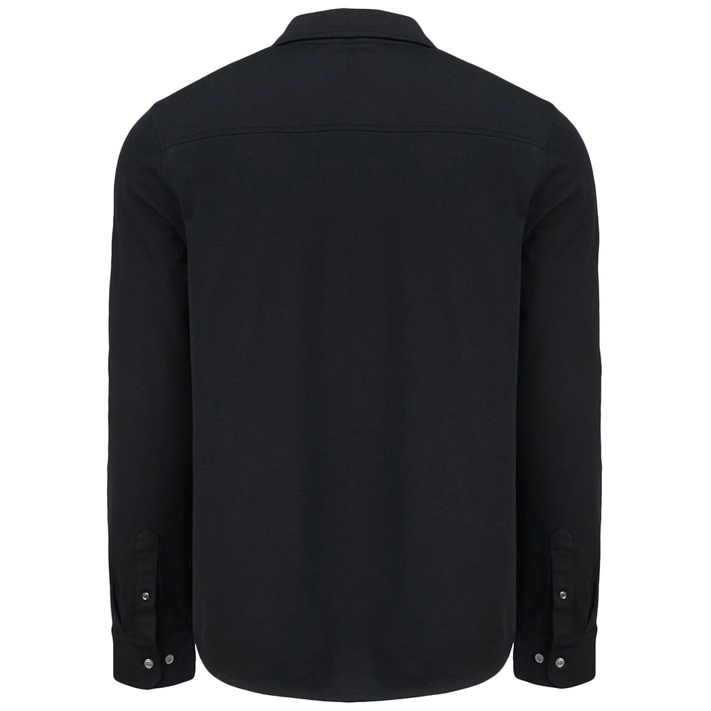 Cutter & Buck Men's Black Advantage Tri-Blend Eco Soft Pique Long Sleeve Knitted Button Down