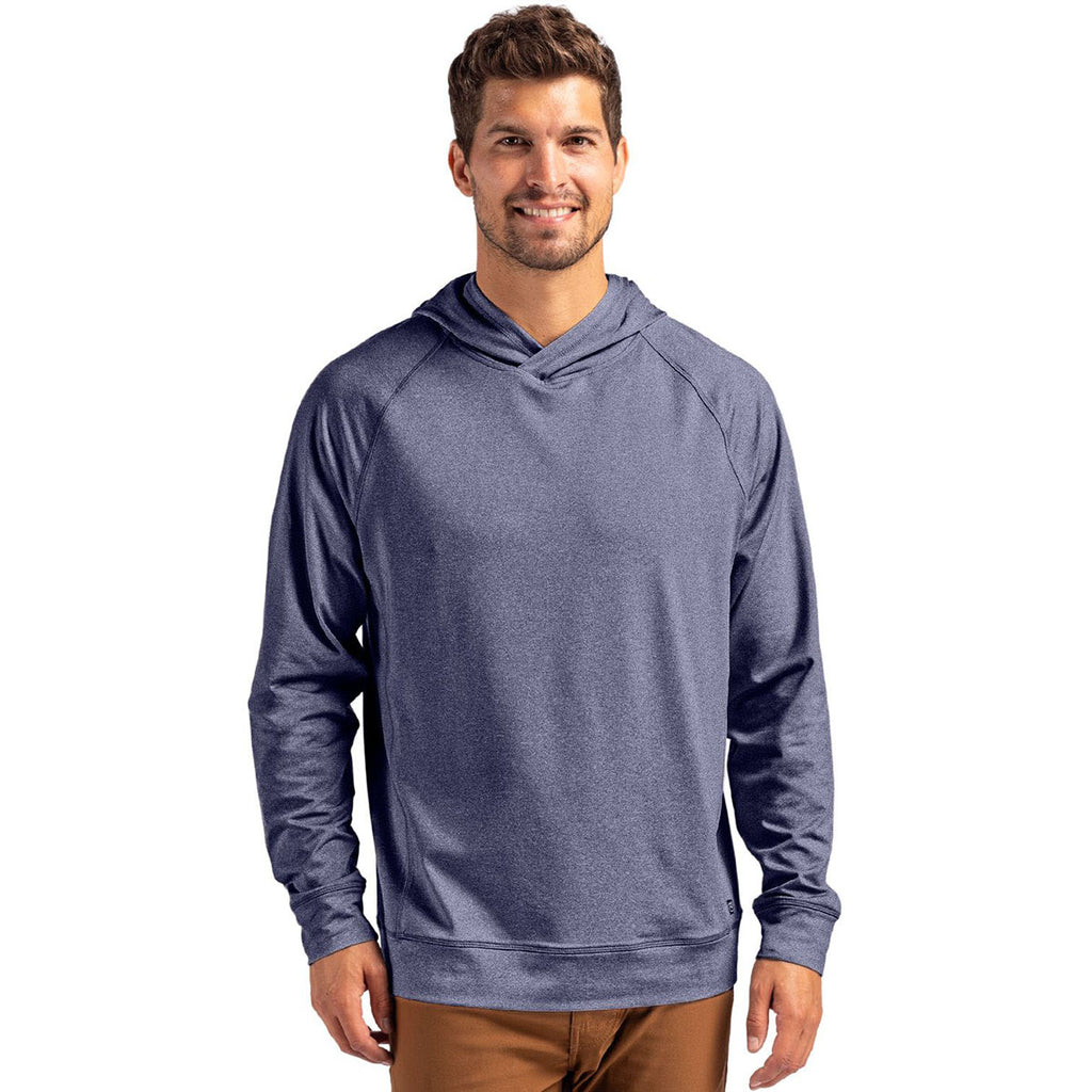 Cutter & Buck Men's Navy Blue Heather Adapt Knit Recycled Heathered Hooded Pullover