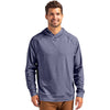 Cutter & Buck Men's Navy Blue Heather Adapt Knit Recycled Heathered Hooded Pullover