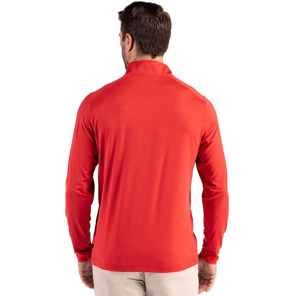 Cutter & Buck Men's Red Coastline Epic Comfort Recycled Quarter Zip