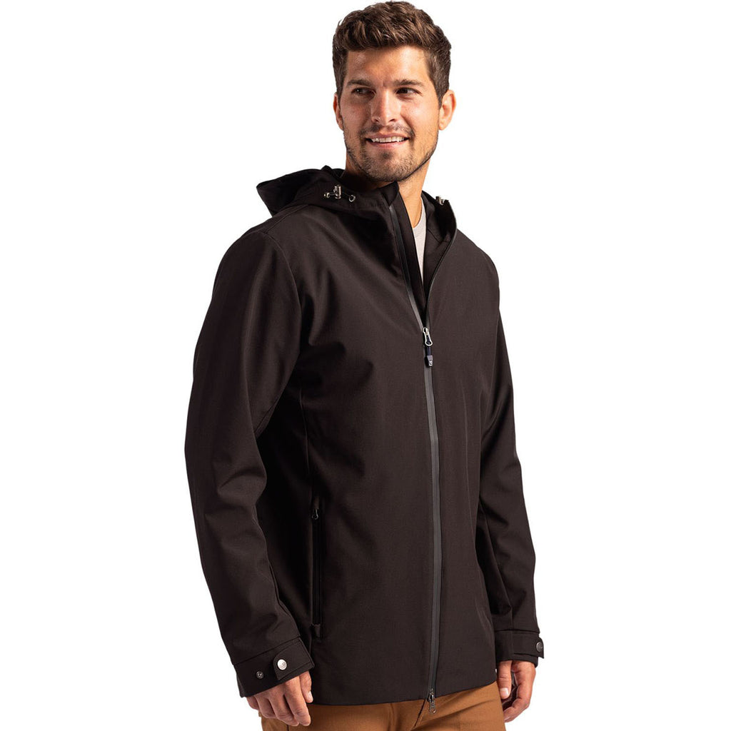 Cutter & Buck Men's Black Camano Everyday Stretch Recycled Water Resistant Jacket