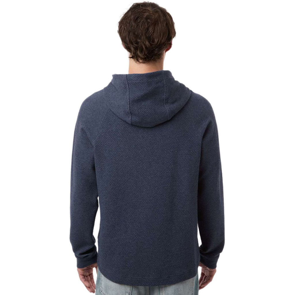 North End Men's Classic Navy Heather Spirit Textured Hooded Pullover