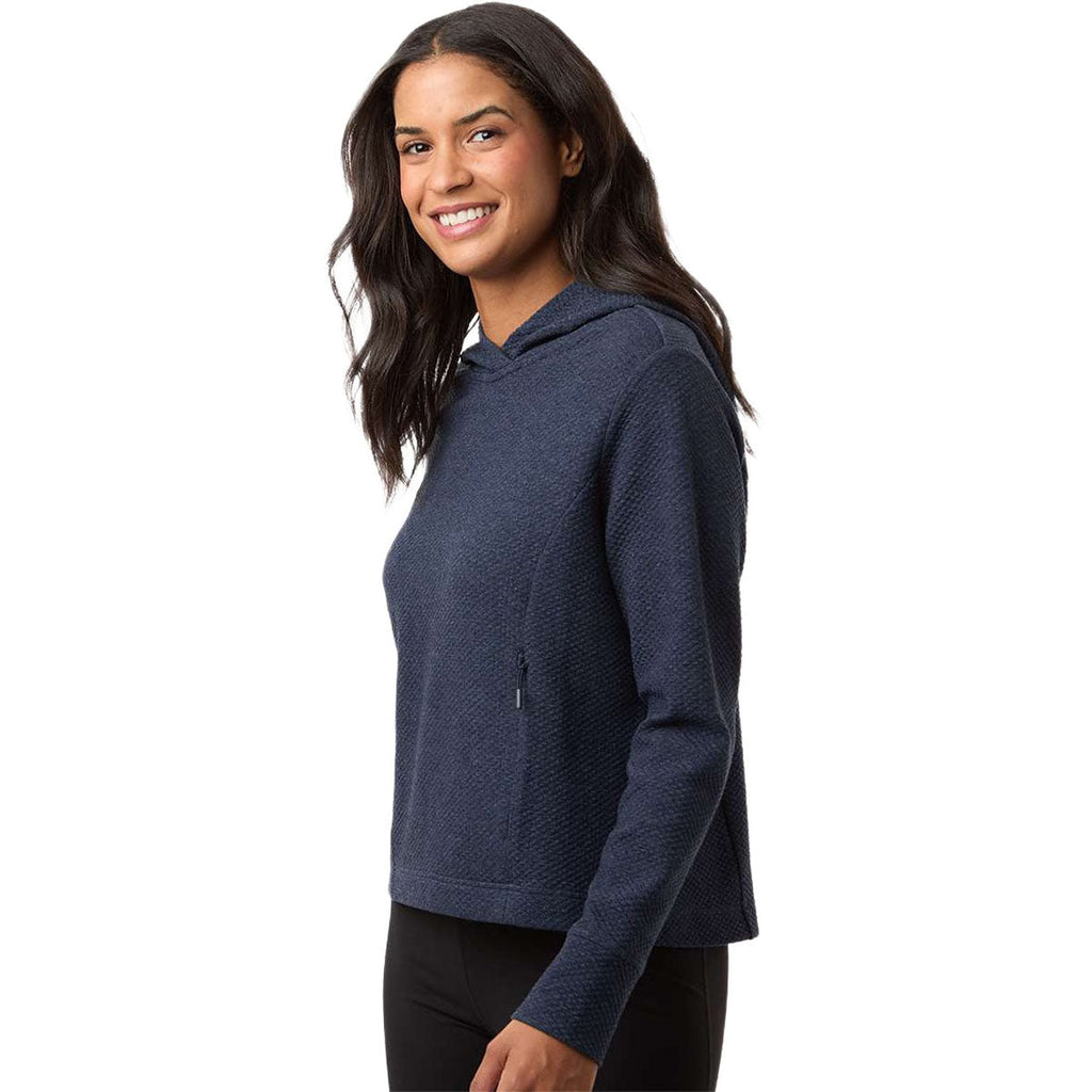 North End Women's Classic Navy Heather Spirit Textured Hooded Pullover