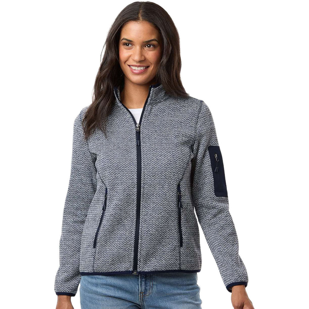 North End Women's Classic Navy/White Jasper Full-Zip Fleece Jacket