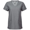 Onna Women's Dynamo Grey Invisible V-Neck Stretch Scrub Top