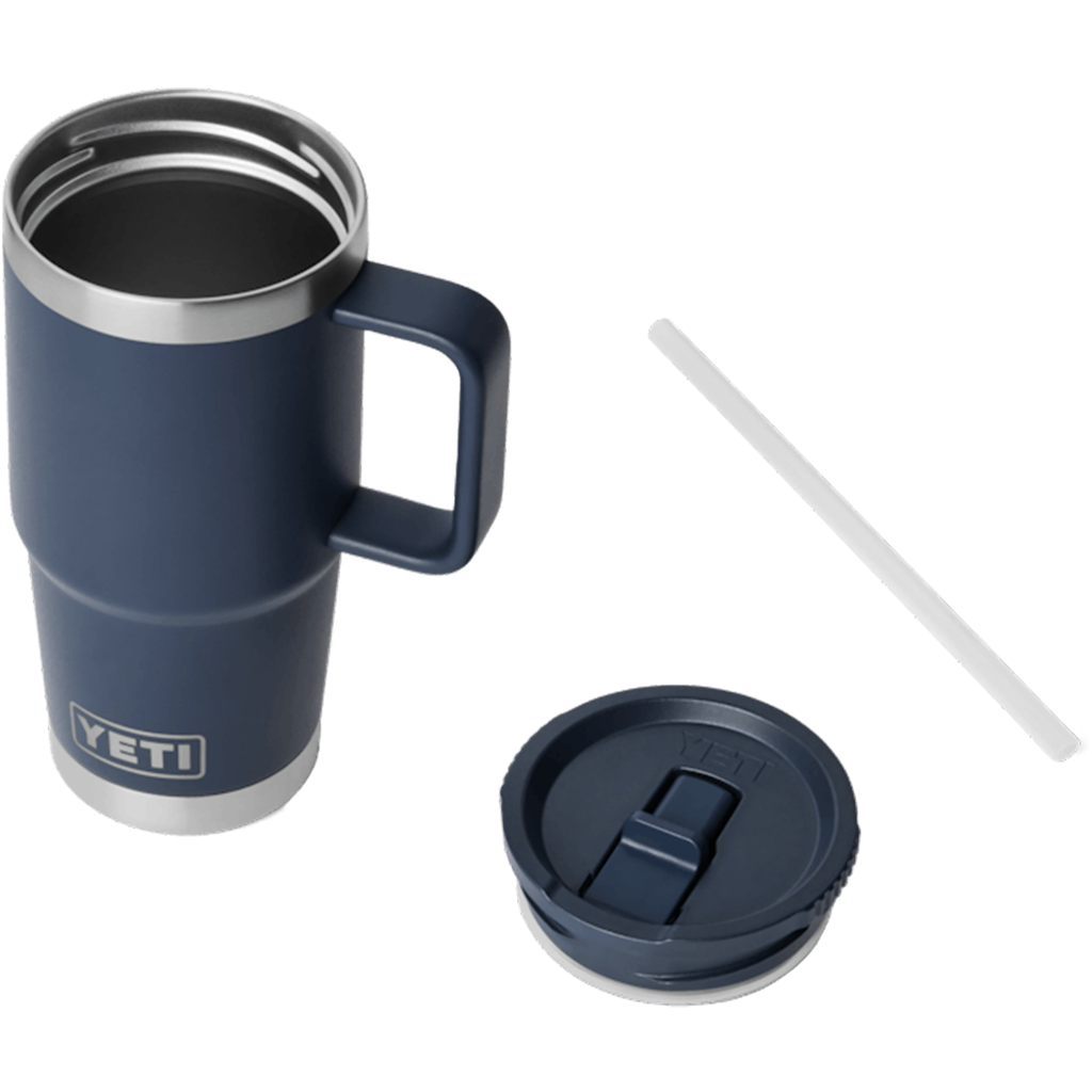 YETI Navy Rambler 20 oz Travel Straw Mug with Color-Matched Straw Lid