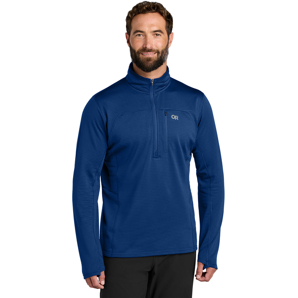 Outdoor Research Men's Galaxy Blue Tech Grid 1/4-Zip Fleece