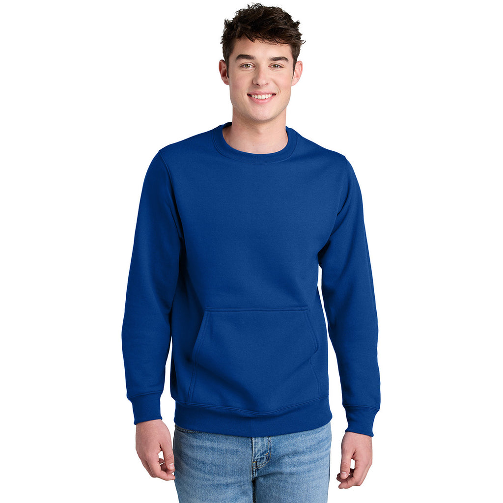 Port & Company Unisex True Royal Core Fleece Crewneck Pocket Sweatshirt