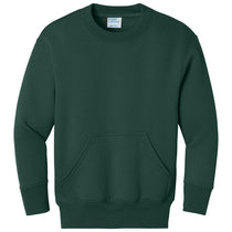 Port & Company Youth Dark Green Core Fleece Crewneck Pocket Sweatshirt