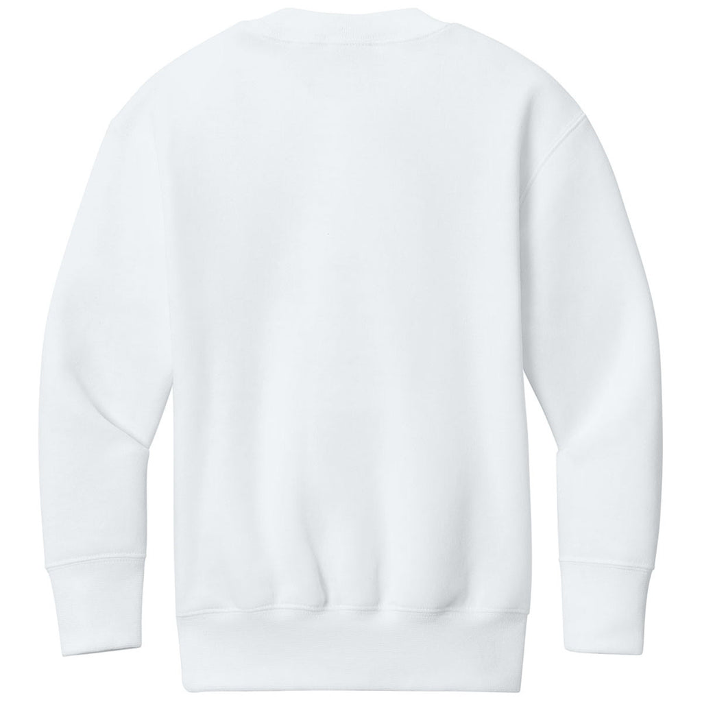Port & Company Youth White Core Fleece Crewneck Pocket Sweatshirt
