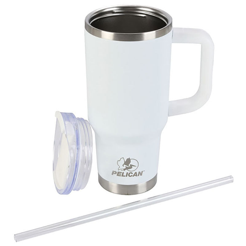 Pelican Porter White 30 oz. Recycled Double Wall Stainless Steel Travel Tumbler
