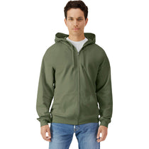 Gildan Unisex Military Green Softstyle Fleece Hooded Sweatshirt