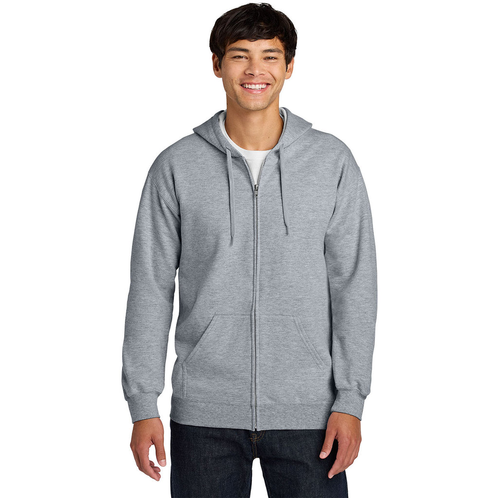 Gildan Men's Ring Spun Sport Grey Softstyle Midweight Fleece Full-Zip Hooded Sweatshirt