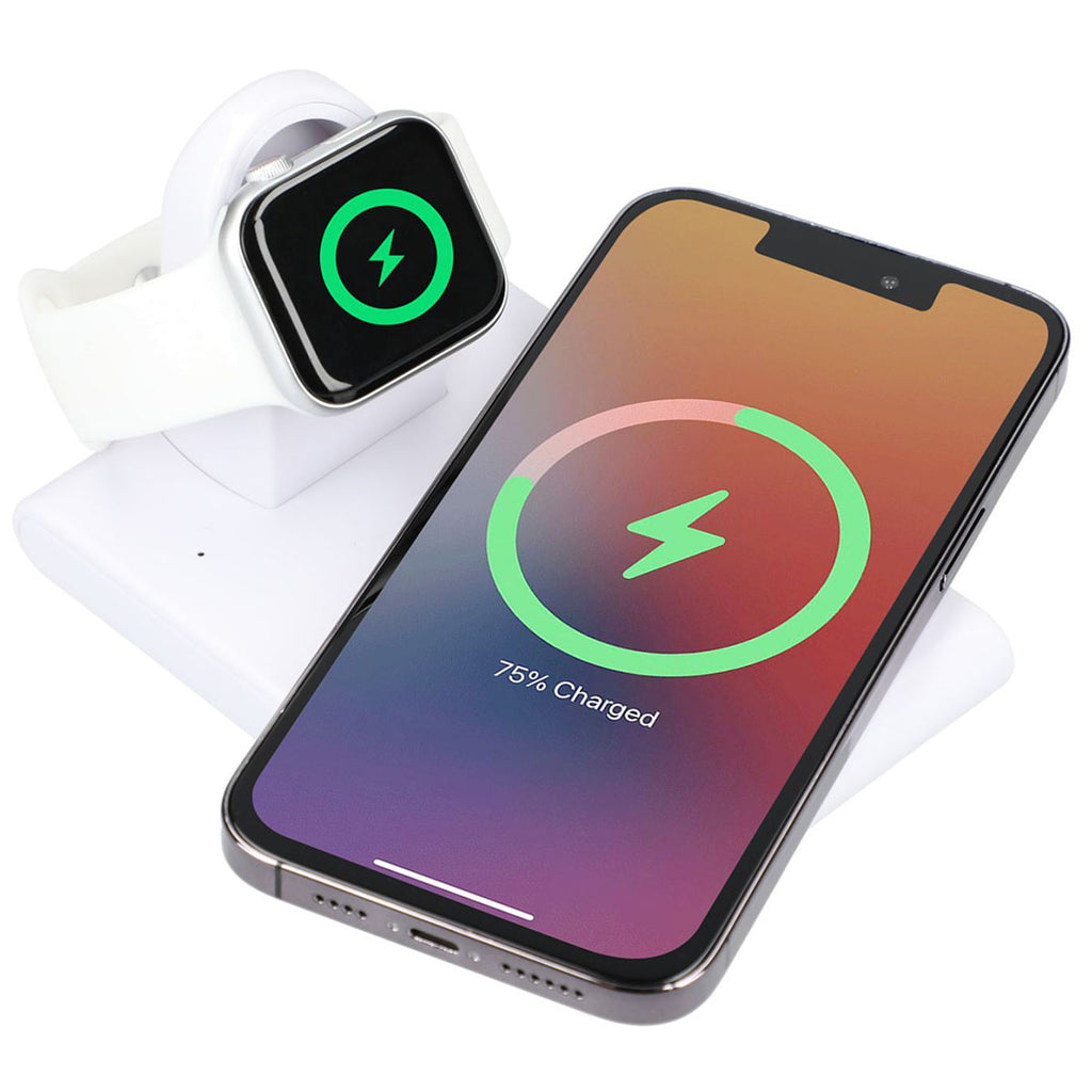 Bullet White Mate Wireless Charging Pad and iWatch Holder