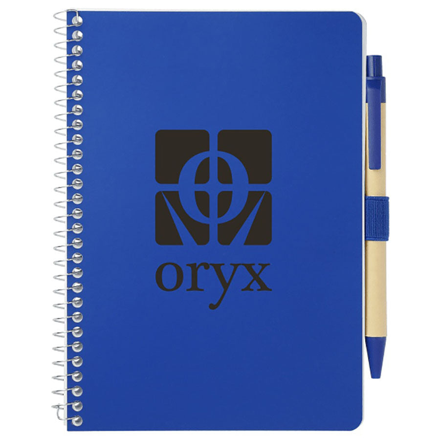 Bullet Blue 5'' x 7'' FSC Mix Spiral Notebook with Pen