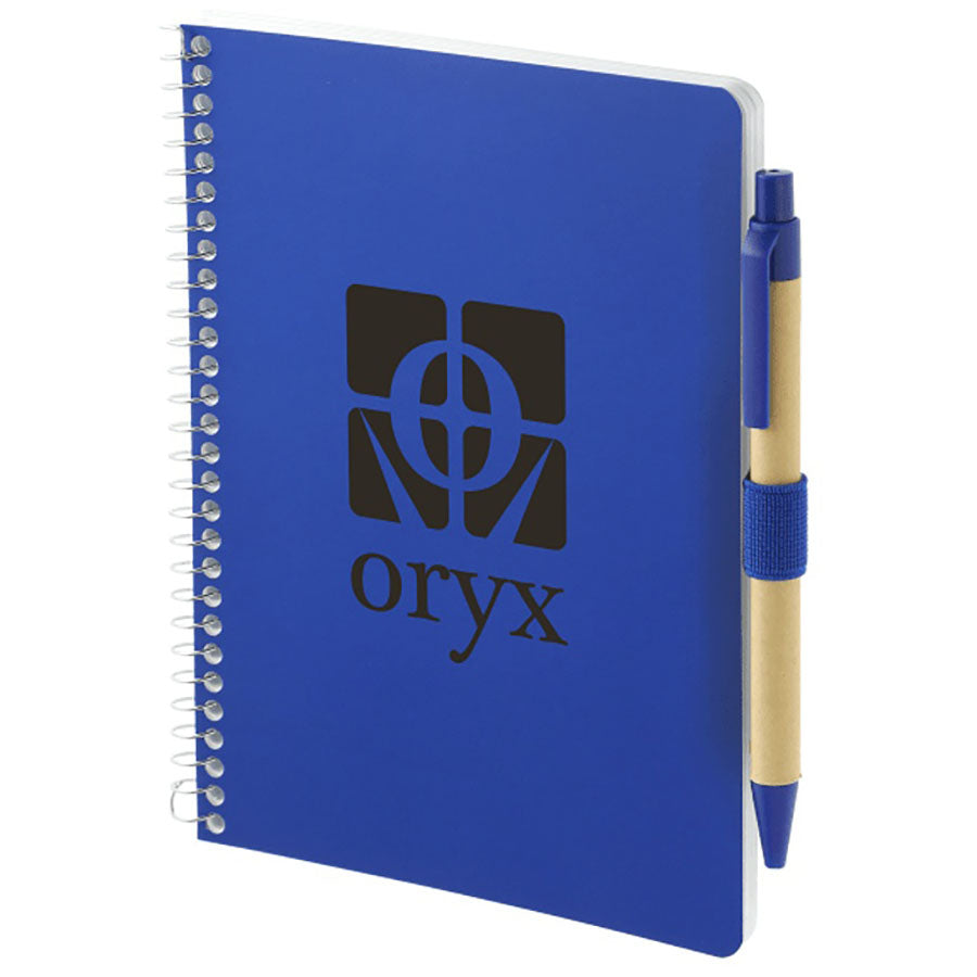 Bullet Blue 5'' x 7'' FSC Mix Spiral Notebook with Pen