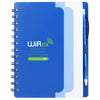 Bullet Blue Recycled Dual Pocket Spiral Notebook W/ Pen