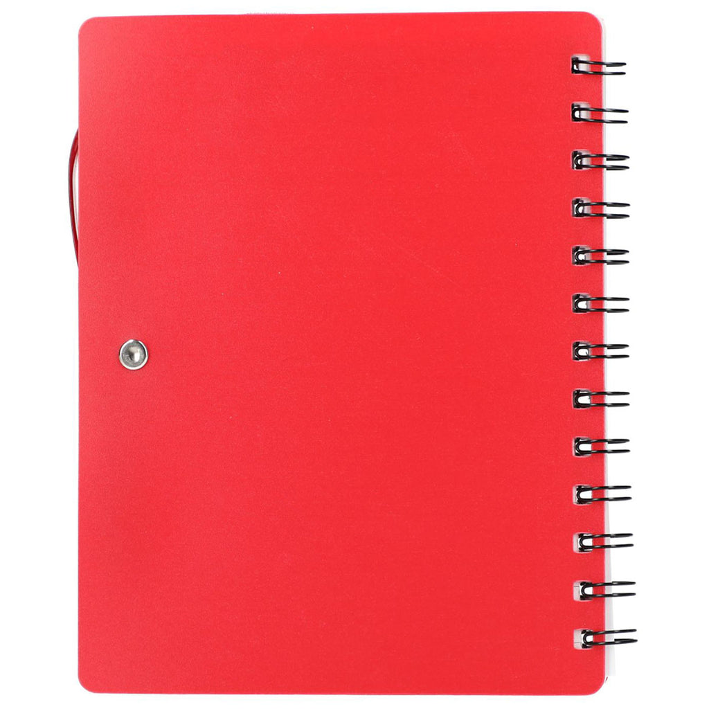 Bullet Red Recycled Dual Pocket Spiral Notebook W/ Pen