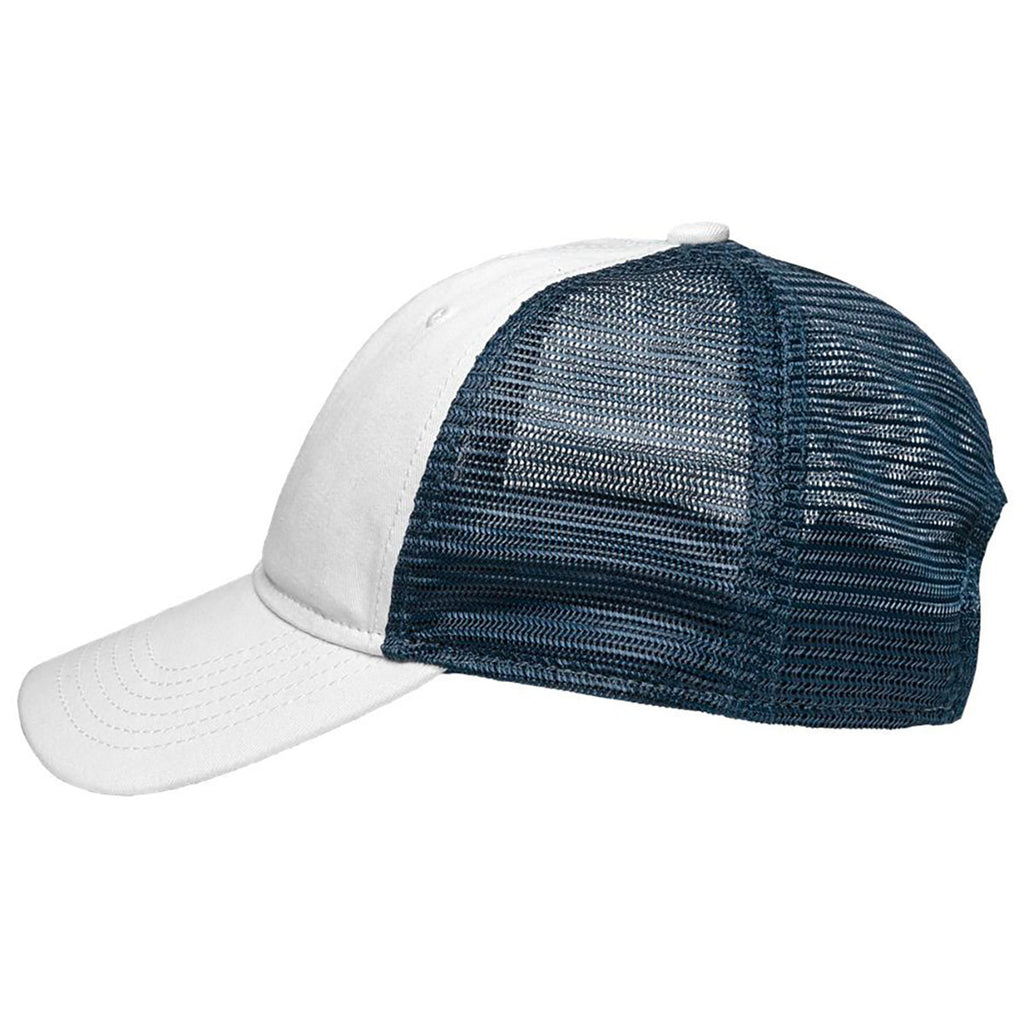 Sportsman Chino White/Navy Lo-Pro Mesh Back Trucker Fit Cap