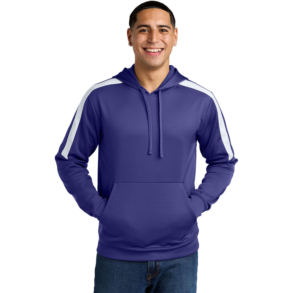 Sport-Tek Men's Purple/ White Sport-Wick Fleece United Pullover Hoodie