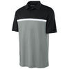 Sport-Tek Men's Black/Grey Concrete Heather/White UV Micropique Colorblock Polo