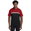 Sport-Tek Men's Deep Red/Black/White UV Micropique Colorblock Polo