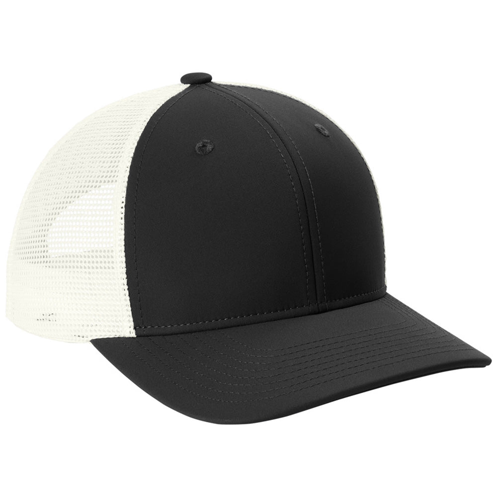 Sport-Tek Black/ White Club Trucker Cap