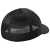 Sport-Tek Black/Black Stretch-Tek Mesh Back Cap