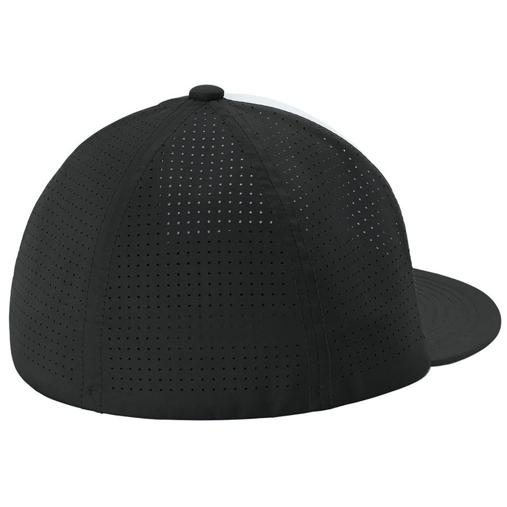 Sport-Tek White/Black/Black Pro-Cut Stretch-Tek Cap