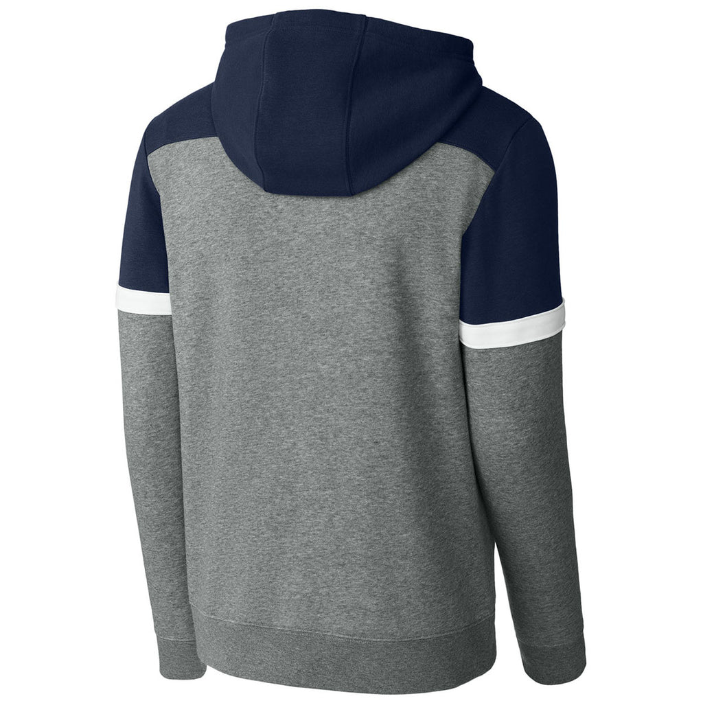 Sport-Tek Men's True Navy/Vintage Heather Drive Fleece Colorblock Hoodie