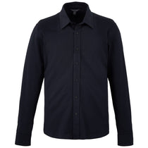 Elevate Men's Navy TATRA Eco Knit Long Sleeve Button Up Shirt