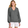 TravisMathew Women's Dark Grey Heather Long Weekend V-Neck