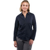 Elevate Women's Navy TATRA Eco Knit Long Sleeve Button Up Shirt