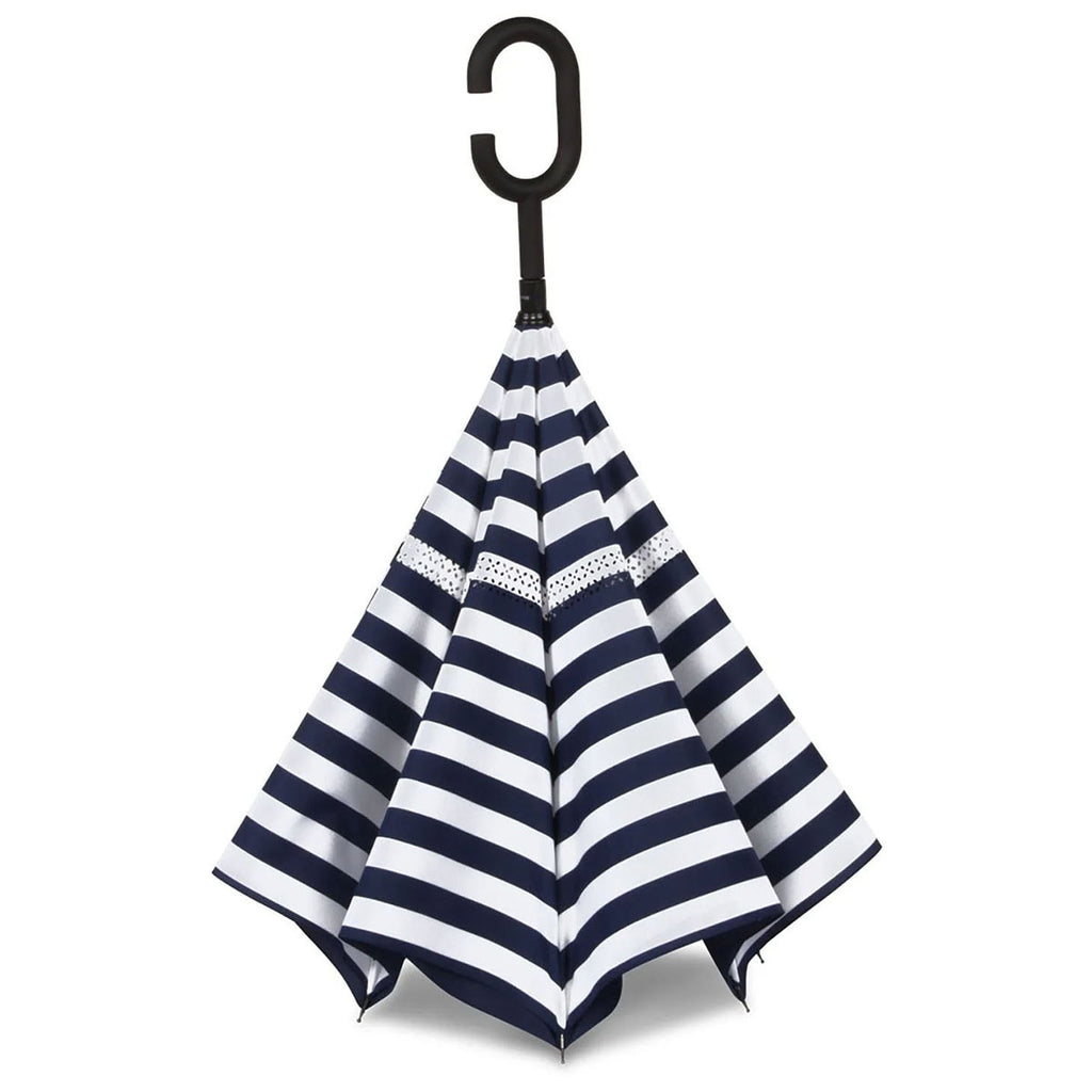 Shed Rain Navy/Navy Bond UnbelievaBrella 48" Reverse-Close Manual Stick Umbrella (Prints)