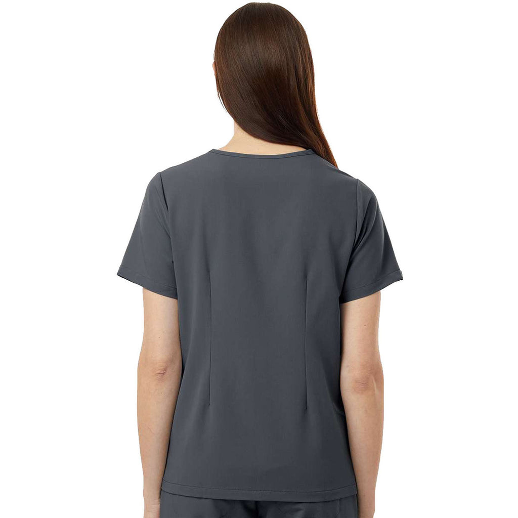 Jaanuu Women's Carbon Grey Rhena Essential 1-Pocket Scrub V-Neck Top