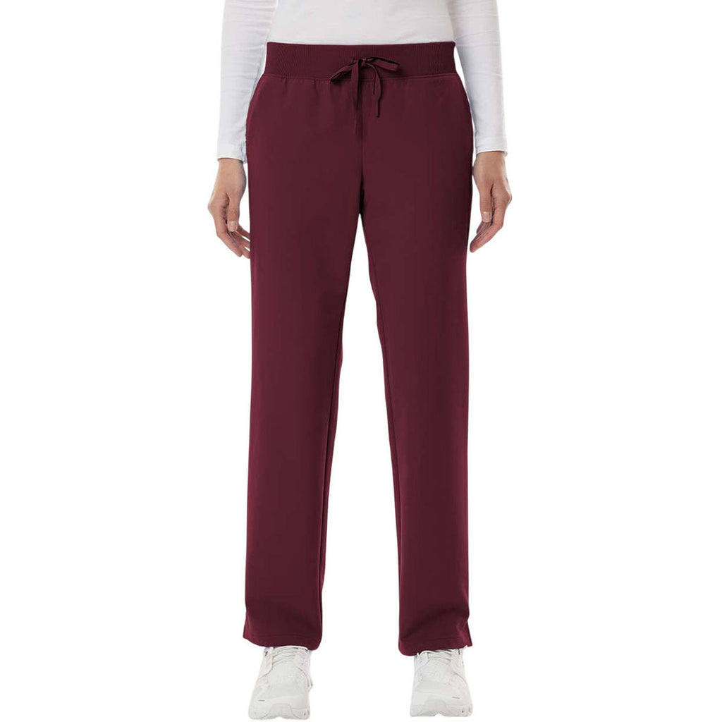 Jaanuu Women's Burgundy Xenos Essential Knit-Waist Scrub Pants