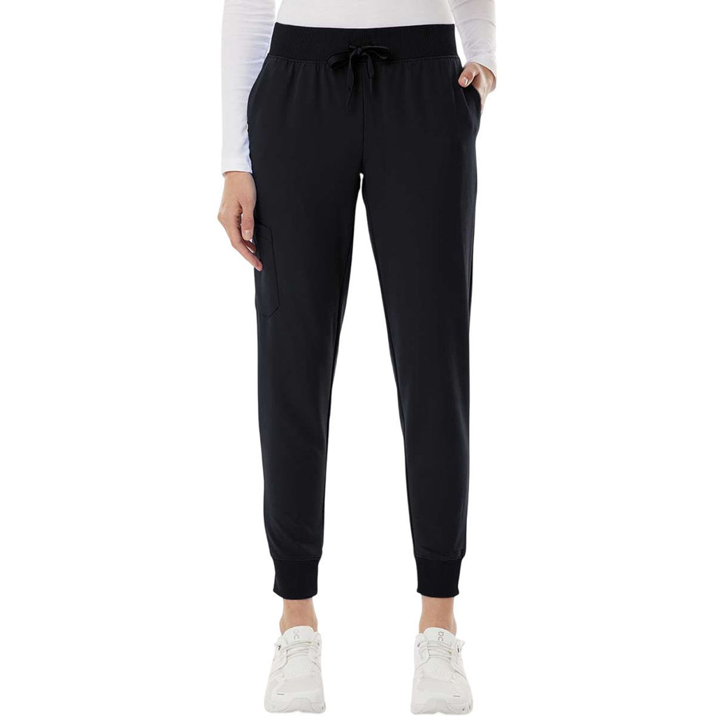 Jaanuu Women's Black Silex Knit-Waist Scrub Joggers